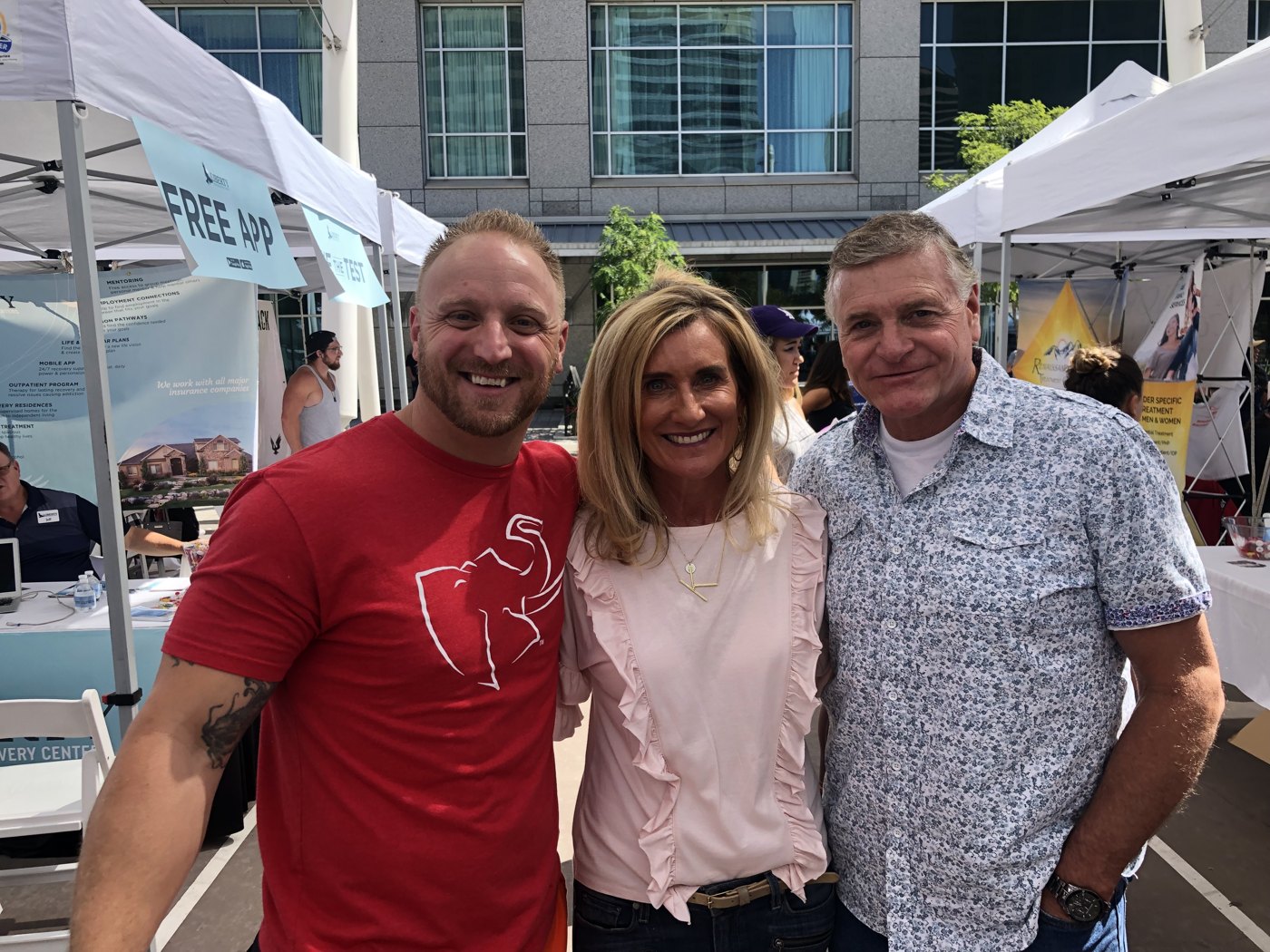 Ryan Evans with Kristin and Jeff Penrose at Recovery Days 2019